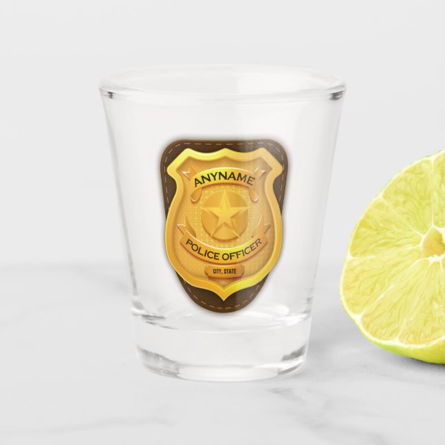 Personalized Police Officer Sheriff Cop NAME Badge Shot Glass (Front)