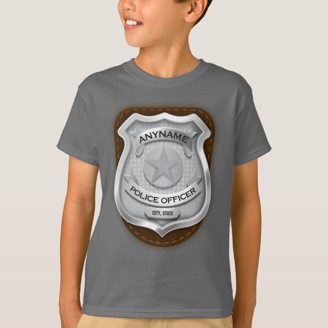 Personalized Police Officer Sheriff Cop NAME Badge T-Shirt (Front)