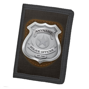 Personalized Police Officer Sheriff Cop NAME Badge Tri-fold Wallet