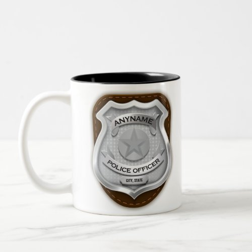 Personalized Police Officer Sheriff Cop NAME Badge Two_Tone Coffee Mug