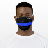 Personalized Police Officer Thin Blue Line Adult Cloth Face Mask (Worn)