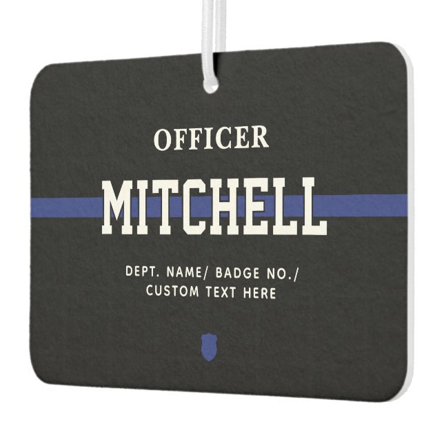 Personalized Police Officer Thin Blue Line Air Freshener (Left)