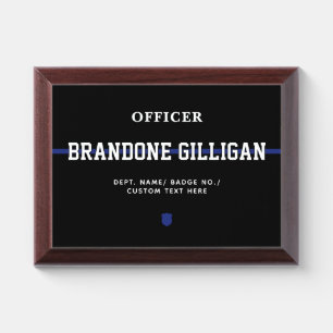 Personalized Police Officer Thin Blue Line Award Plaque