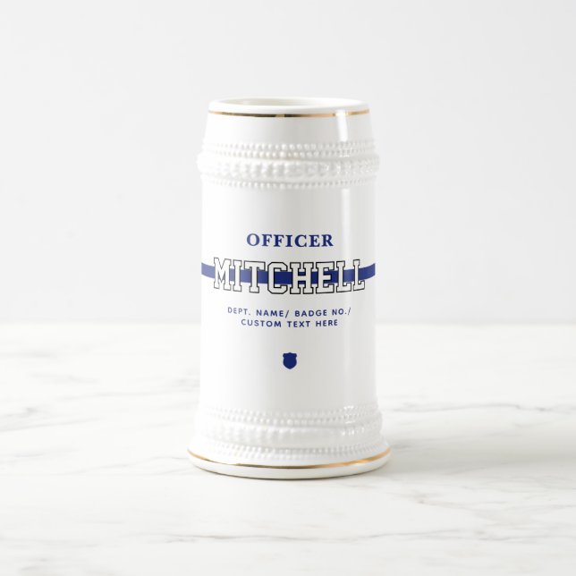 Personalized Police Officer Thin Blue Line Beer Stein (Center)