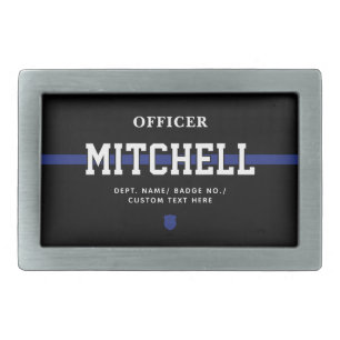 Personalized Police Officer Thin Blue Line Belt Buckle