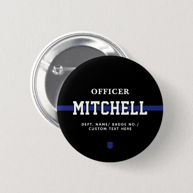 Personalized Police Officer Thin Blue Line Button (Front & Back)