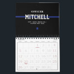 Personalized Police Officer Thin Blue Line Calendar<br><div class="desc">Personalized Thin Blue Line Police Officer Gifts</div>