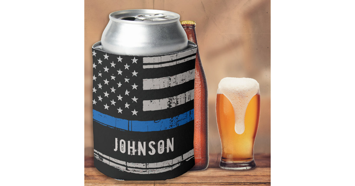 Police Officer Gifts for Men - Thin Blue Line Beverage Can Cooler