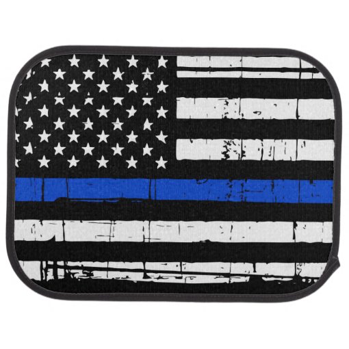 Personalized Police Officer Thin Blue Line Car Floor Mat | Zazzle