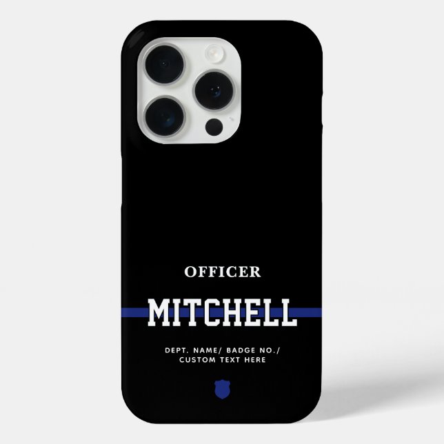 Personalized Police Officer Thin Blue Line Case-Mate iPhone Case (Back)