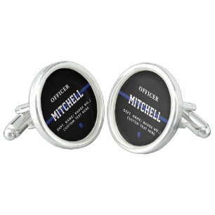 Personalized Police Officer Thin Blue Line Cufflinks
