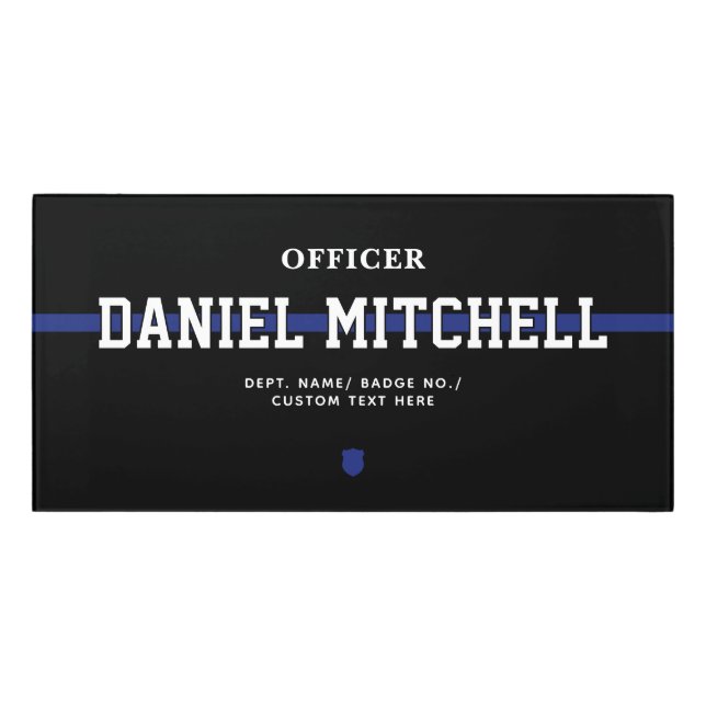 Personalized Police Officer Thin Blue Line Door Sign (Classic Front)