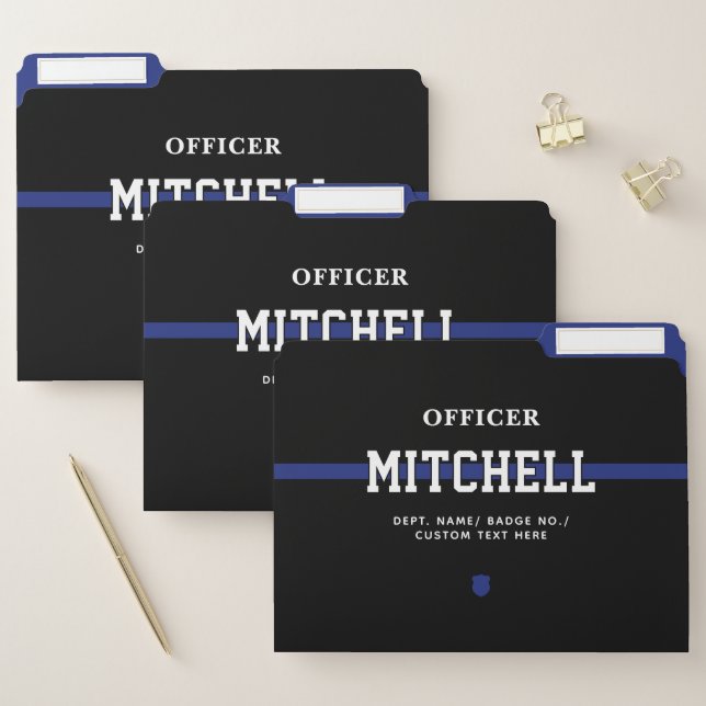 Personalized Police Officer Thin Blue Line File Folder (Set)