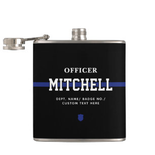 Personalized Police Officer Thin Blue Line Flask