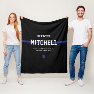 Personalized Police Officer Thin Blue Line Fleece Blanket