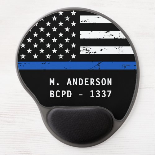 Personalized Police Officer Thin Blue Line Gel Mouse Pad