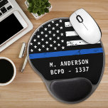 Personalized Police Officer Thin Blue Line Gel Mouse Pad<br><div class="desc">Thin Blue Line Mouse Pad - American flag in Police Flag colors,  distressed design . Personalize with Officer's name. This personalized police officer planner is perfect for police departments. COPYRIGHT © 2020 Judy Burrows,  Black Dog Art - All Rights Reserved. Personalized Police Officer Thin Blue Line Gel Mouse Pad</div>