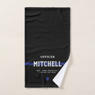 Personalized Police Officer Thin Blue Line Hand Towel