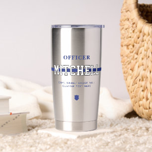 Personalized Police Officer Thin Blue Line Insulated Tumbler
