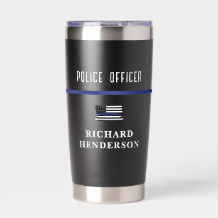 Personalized Police Officer Thin Blue Line Insulated Tumbler