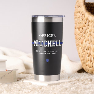 Personalized Police Officer Thin Blue Line Insulated Tumbler