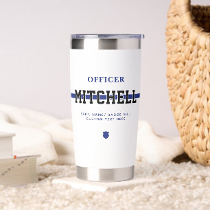 Personalized Police Officer Thin Blue Line Insulated Tumbler
