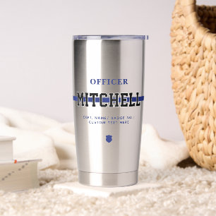 Personalized Police Officer Thin Blue Line Insulated Tumbler