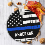 Personalized Police Officer Thin Blue Line Keychain<br><div class="desc">Personalized Thin Blue Line Keychain - American flag in Police Flag colors, distressed design . Personalize with Officer's name, or department. This personalized police keychain is perfect for police departments, or as a memorial keepsake. COPYRIGHT © 2020 Judy Burrows, Black Dog Art - All Rights Reserved. Personalized Police Officer Thin...</div>