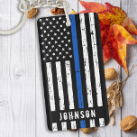 Personalized Police Officer Thin Blue Line Keychain<br><div class="desc">Thin Blue Line Keychain - American flag in Police Flag colors, distressed design . Personalize with police officers name, family name or department . This personalized police keychain is perfect for police and law enforcement departments, families and all those who support them . COPYRIGHT © 2020 Judy Burrows, Black Dog...</div>