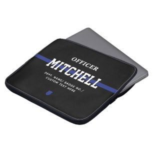 Personalized Police Officer Thin Blue Line Laptop Sleeve