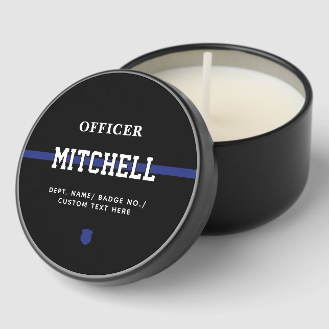 Personalized Police Officer Thin Blue Line Mini Candle Favors (Corner)