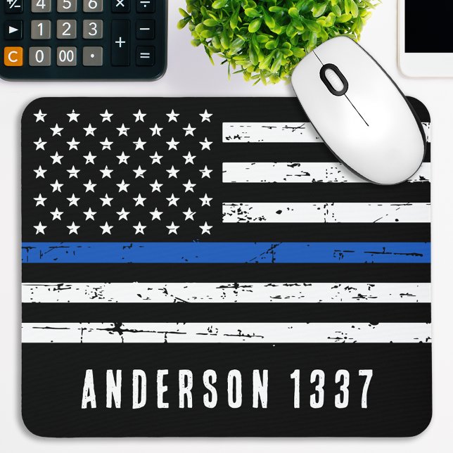 Personalized Police Officer Thin Blue Line Mouse Pad (Creator Uploaded)