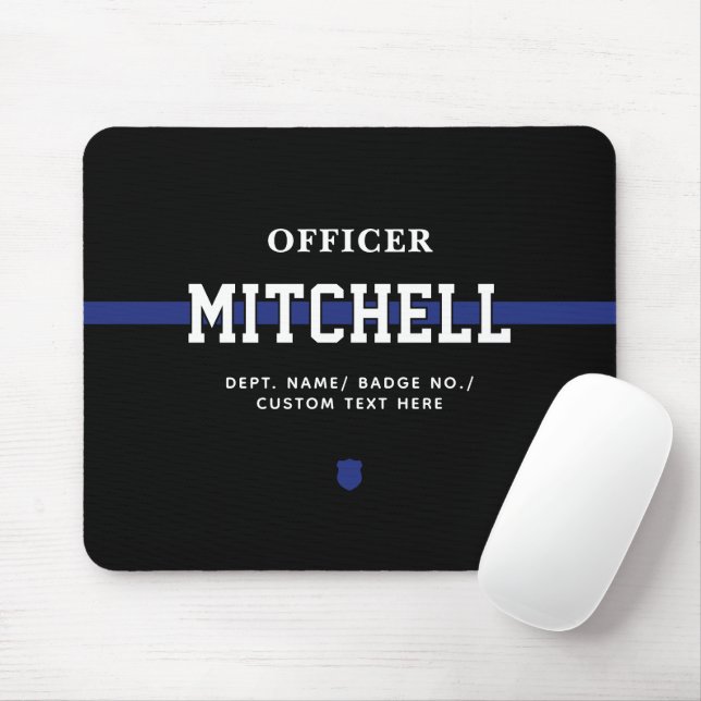 Personalized Police Officer Thin Blue Line Mouse Pad (With Mouse)