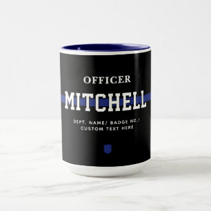 Personalized Police Officer Thin Blue Line Mug