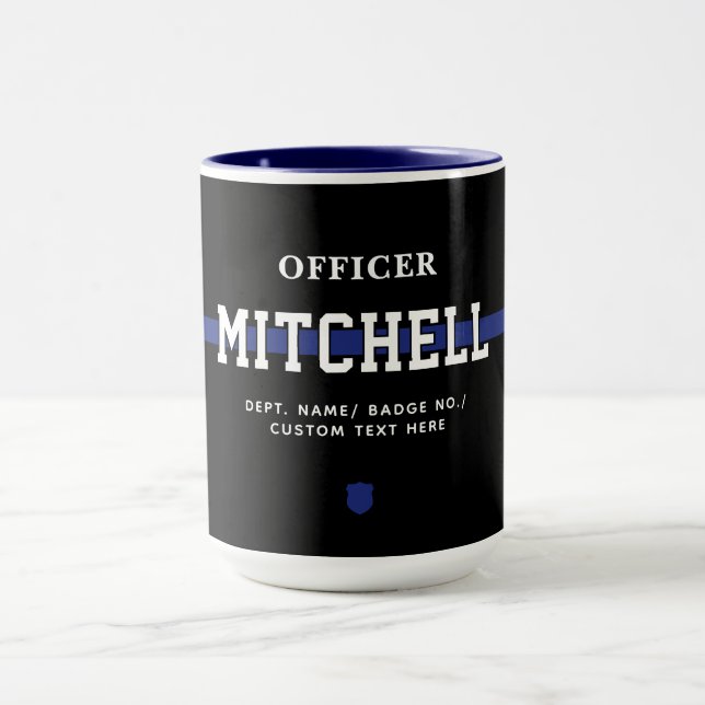 Personalized Police Officer Thin Blue Line Mug (Center)