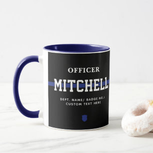 Personalized Police Officer Thin Blue Line Mug