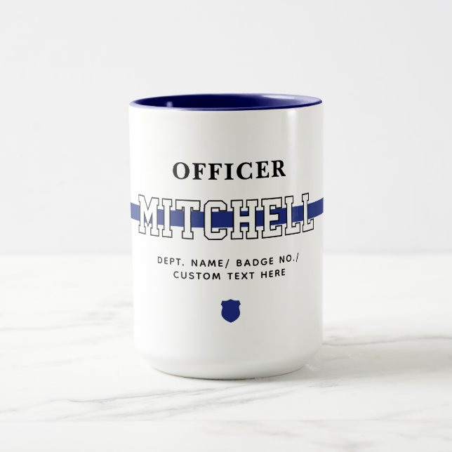 Personalized Police Officer Thin Blue Line Mug (Center)