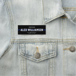 Personalized Police Officer Thin Blue Line Name Tag