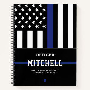 Personalized Police Officer Thin Blue Line Notebook