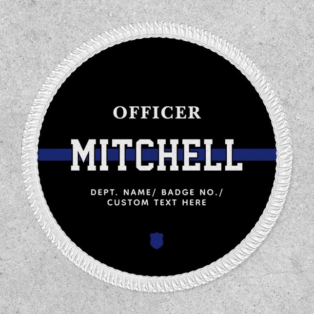 Personalized Police Officer Thin Blue Line Patch (Front)