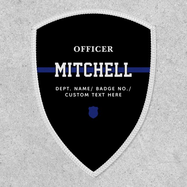 Personalized Police Officer Thin Blue Line Patch (Front)