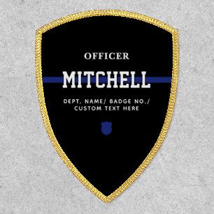 Personalized Police Officer Thin Blue Line Patch