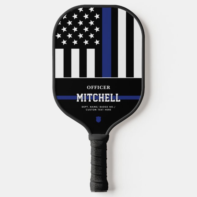 Personalized Police Officer Thin Blue Line Pickleball Paddle (Front)
