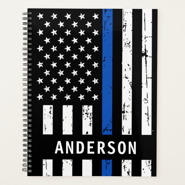 Personalized Police Officer Thin Blue Line Planner (Front)