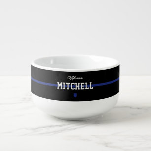 Personalized Police Officer Thin Blue Line Soup Mug