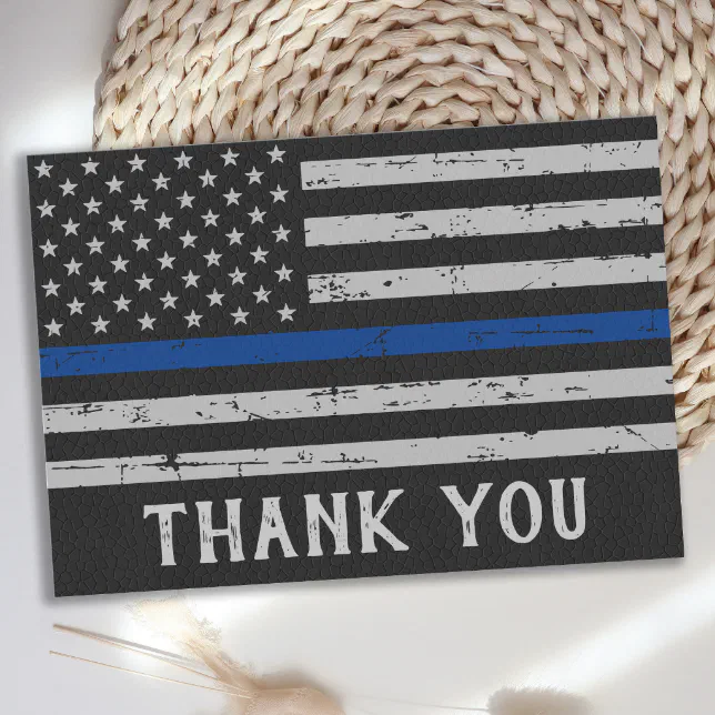 Personalized Police Officer Thin Blue Line Thank You Card | Zazzle