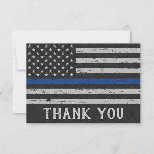 Personalized Police Officer Thin Blue Line Thank You Card | Zazzle