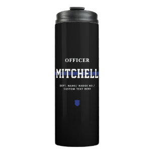 Personalized Police Officer Thin Blue Line Thermal Tumbler