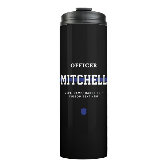 Personalized Police Officer Thin Blue Line Thermal Tumbler (Front)