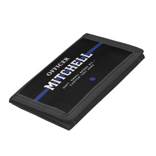 Personalized Police Officer Thin Blue Line Trifold Wallet